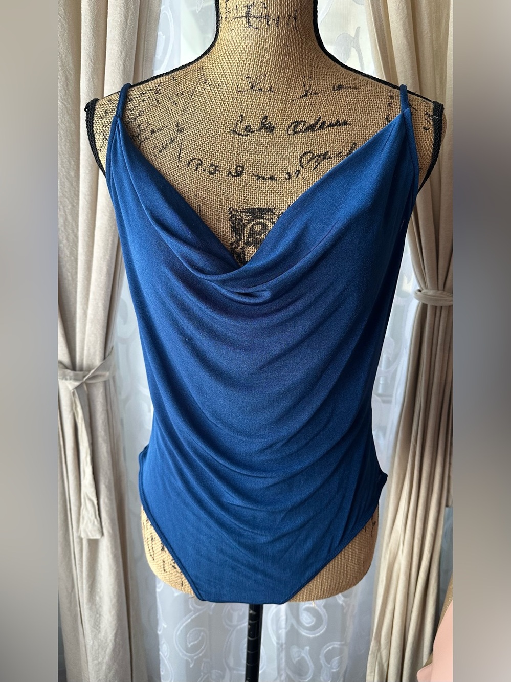 And Now This Women's Sleeveless Cowl Neck Bodysuit Blue Size NWT MSRP $24
